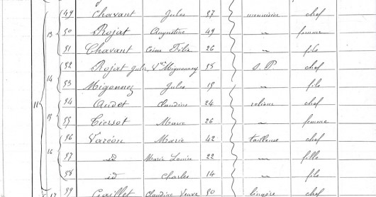 Extrait du recensement de la population de Bourg-en-Bresse en 1891