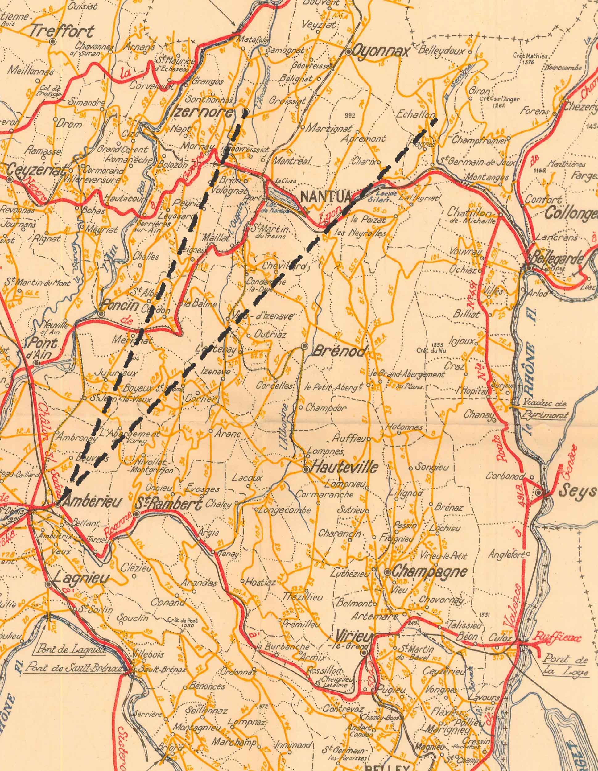 Carte du Bugey, première moitié du XXe siècle